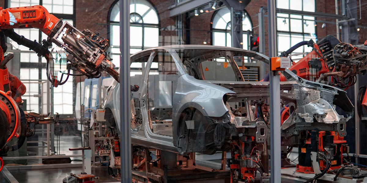 Car being built in factory